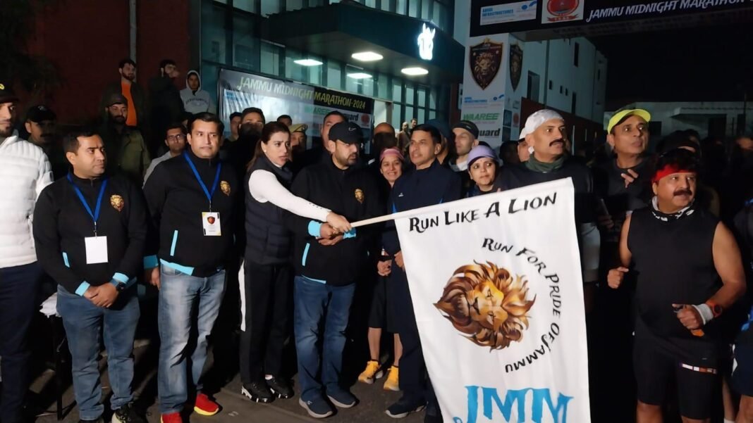 Satish Sharma flags off Midnight Marathon from M.A Stadium Jammu “Marathon not just a race but celebration of Jammu’s strength, spirit