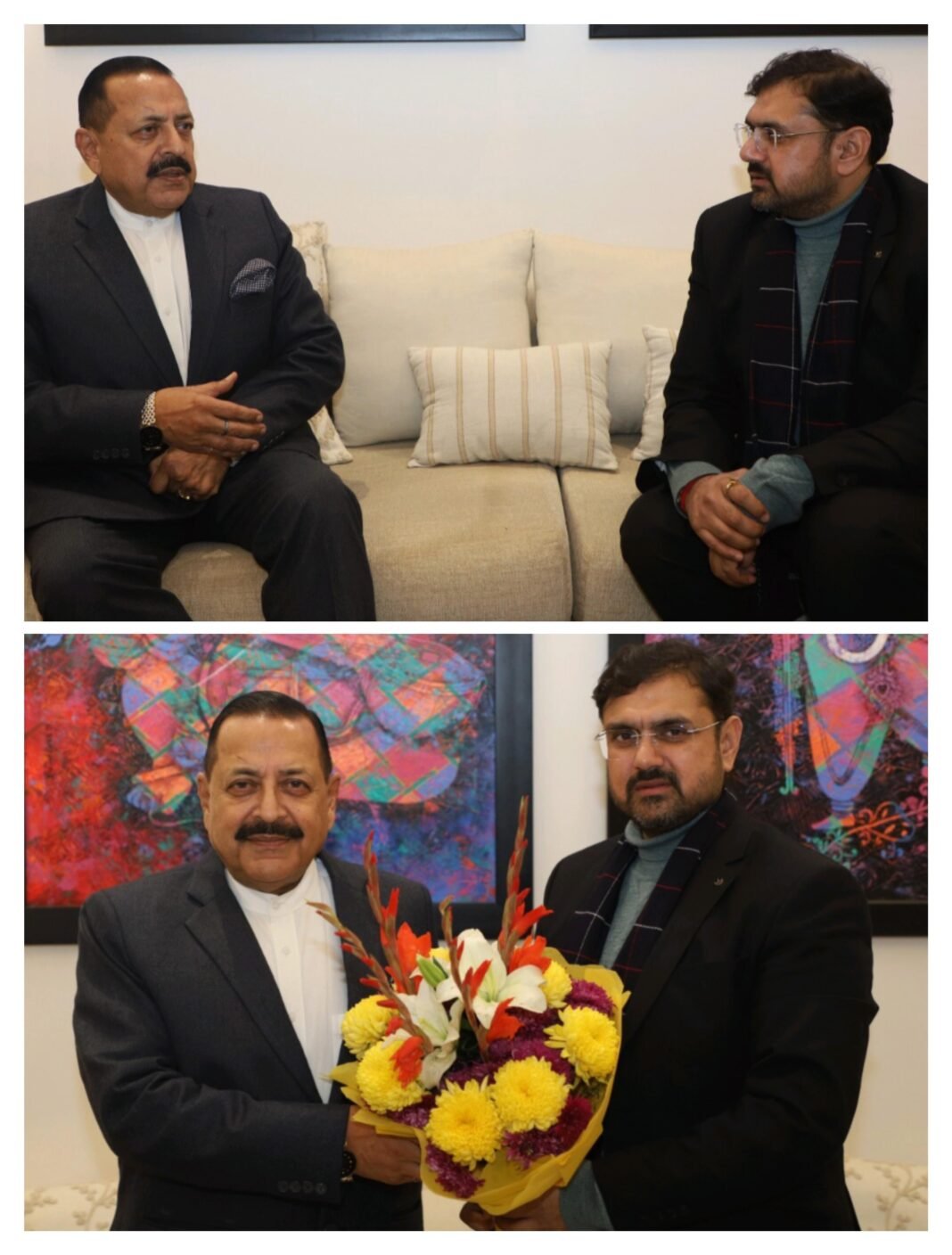 Satish Sharma Meets Union Minister Dr. Jitendra Singh Focus on Development in Rural and Border Areas of J&K